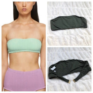 Hunza G Edie bandeau tube bikini top dark green Nile 11040